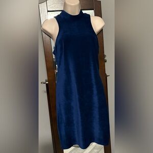 Blue soft corduroy sleeveless dress.